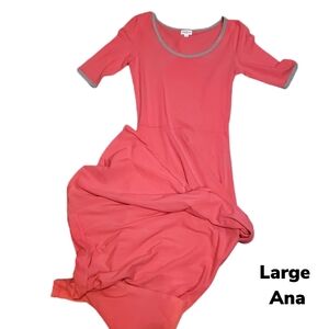 Coral Dress with Gray Trim